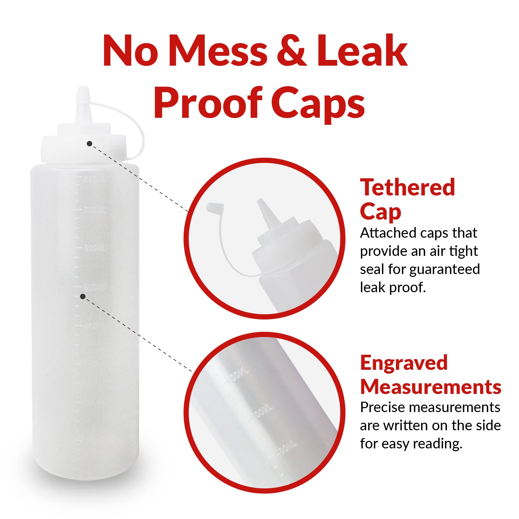 Reli 8-pack clear bottles with tethered caps preventing spills.
