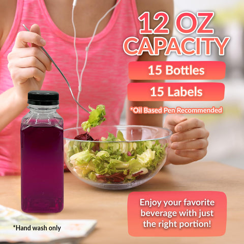 Reli BPA-free clear juice bottle shows transparency for fresh juice storage