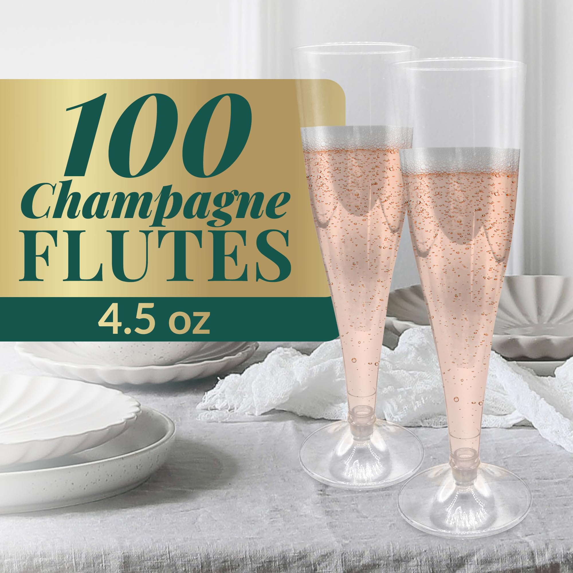 Reli plastic champagne flutes, shatterproof and disposable for easy setup