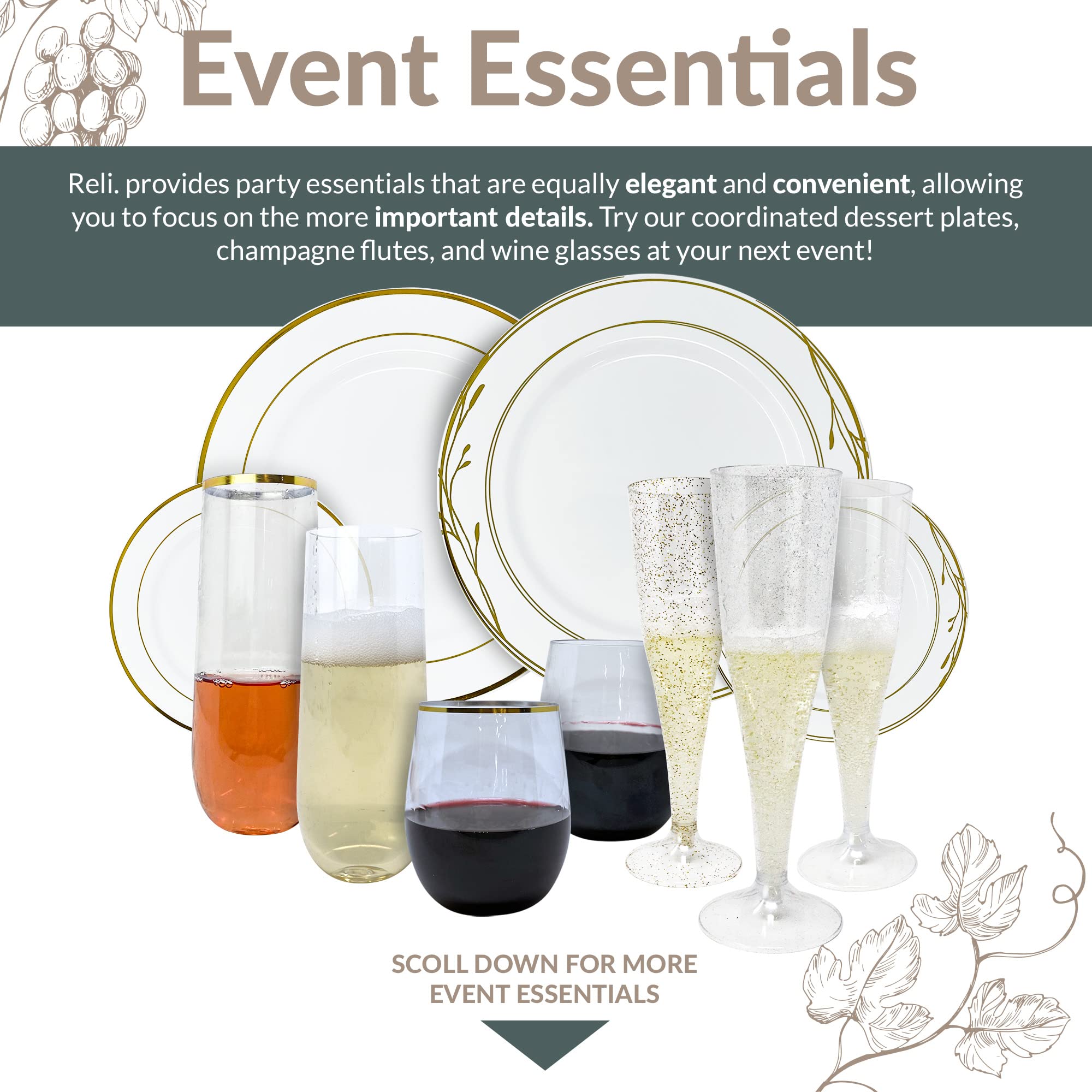 Reli bulk partyware champagne flutes suitable for cocktails and mimosas.