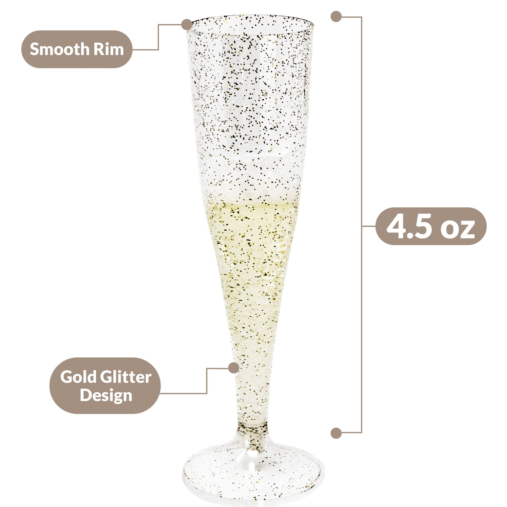 Reli shatterproof champagne flutes for easy setup and quick cleanup.