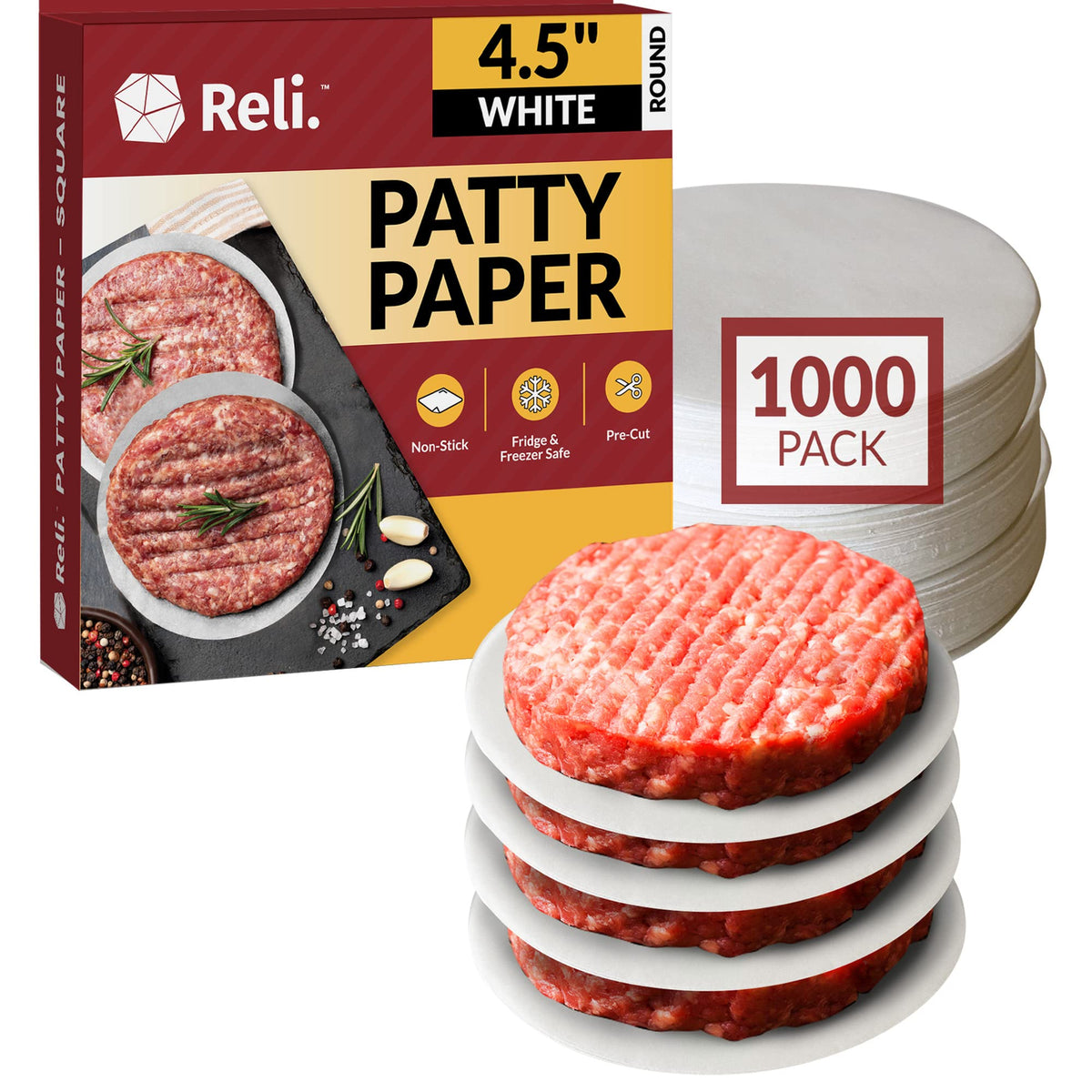 Reli Hamburger Patty Paper: pre-cut rounds for quick patty prep.