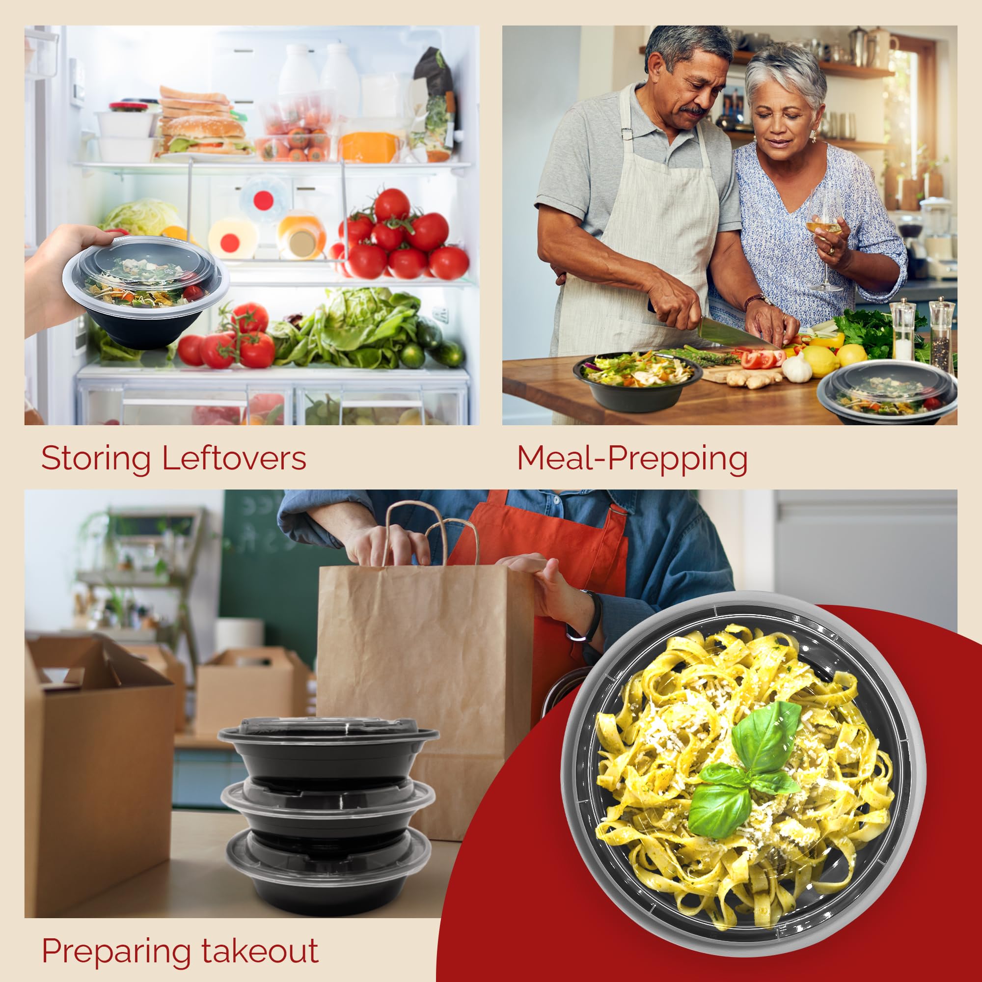 Reli leak-proof snap-on lid 16oz, secure transport for on-the-go meals.