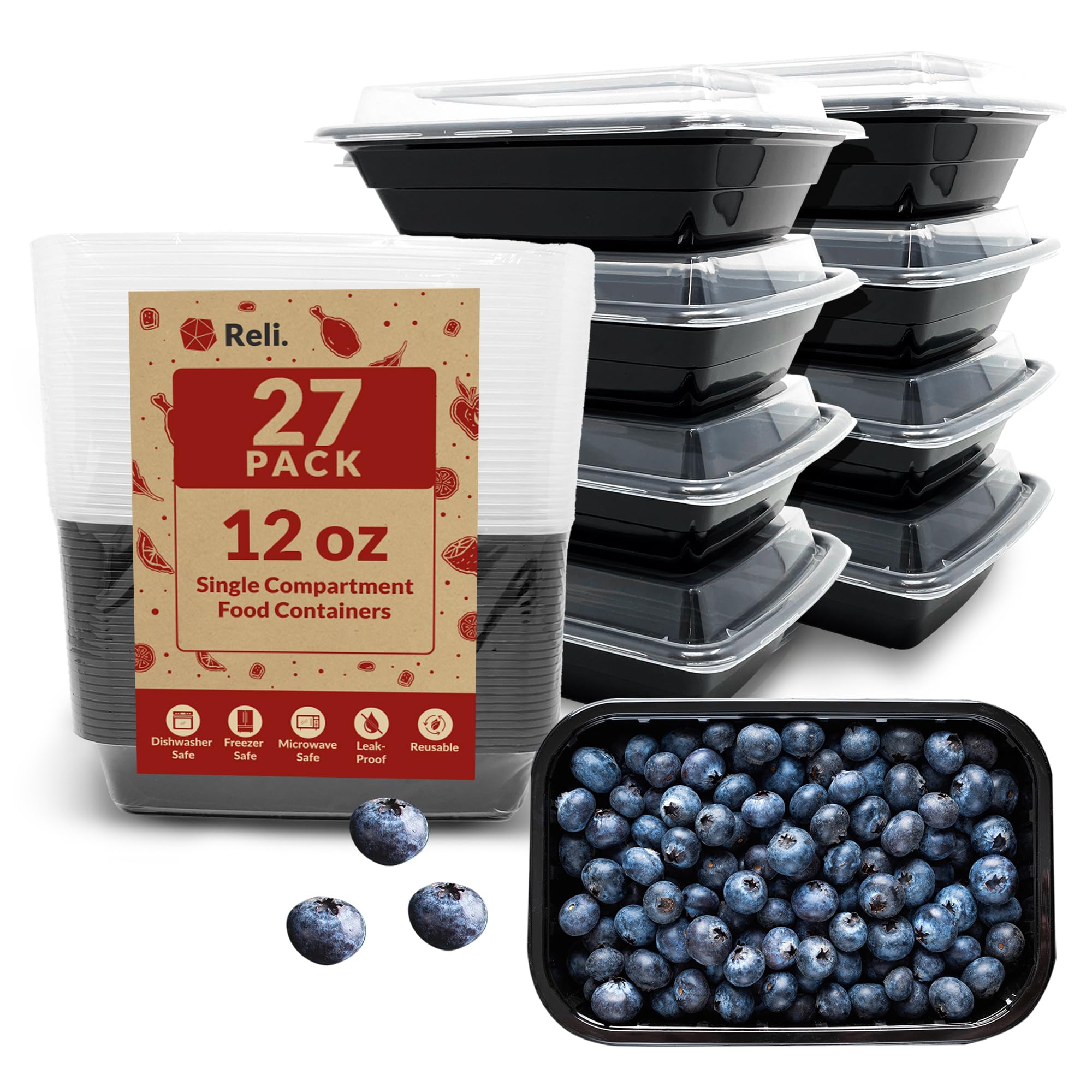 Reli Meal Prep 12oz container base, sturdy for daily portions.