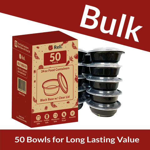 Reli meal prep bowls microwave safe for quick reheats.