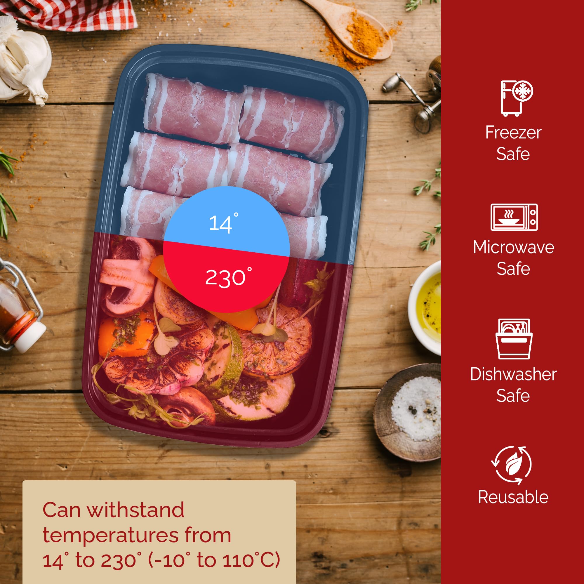 Reli 32oz stackable design saves fridge space during weekly meal prep.