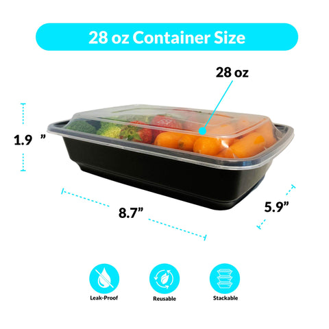 Reli microwave-safe and freezer-safe 28 oz containers for quick reheats and storage.