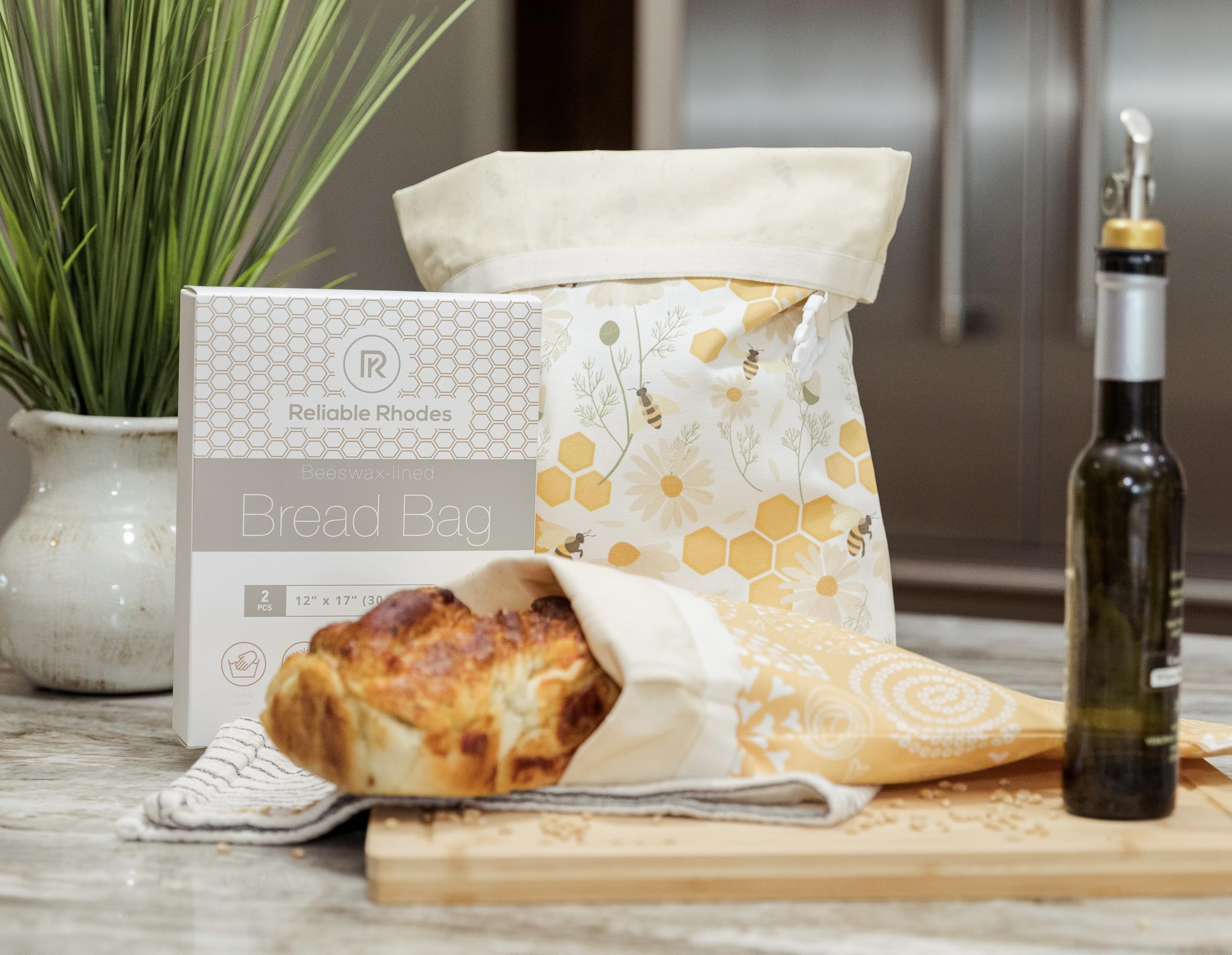Reliable Rhodes nature-design Spiral Blossoms on bread bag brighten kitchen.