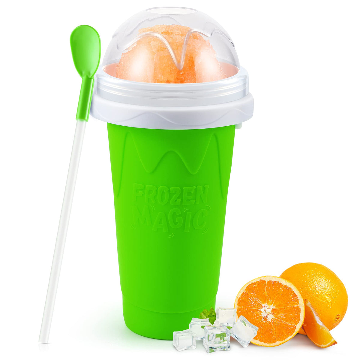 RELPOM Slushie Cup setup for quick at-home frozen beverages.