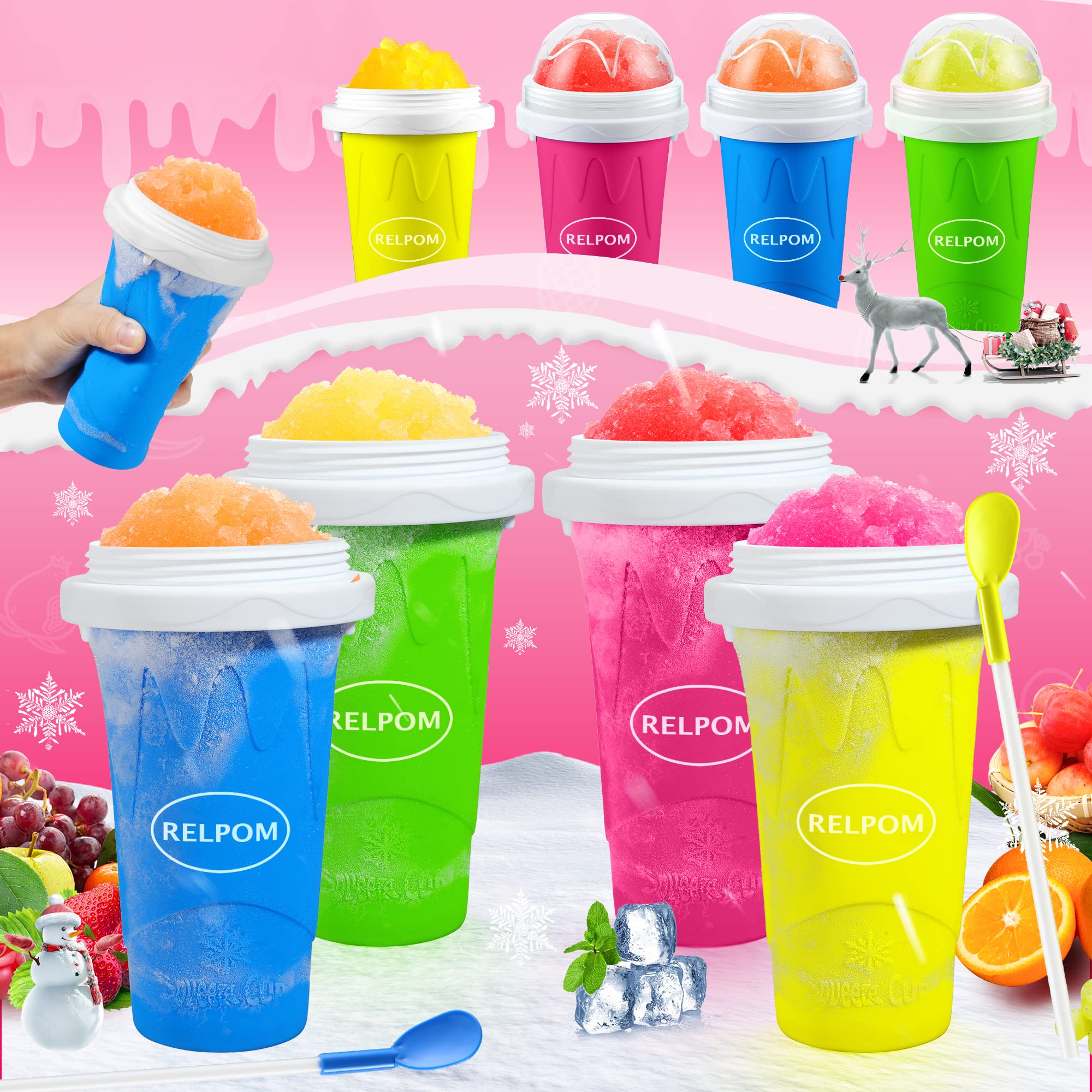 RELPOM Slushie Cup washable and reusable for countless icy beverages.