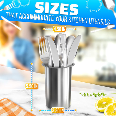 Reluen utensil holder side view highlighting stable non-slip base on busy counters