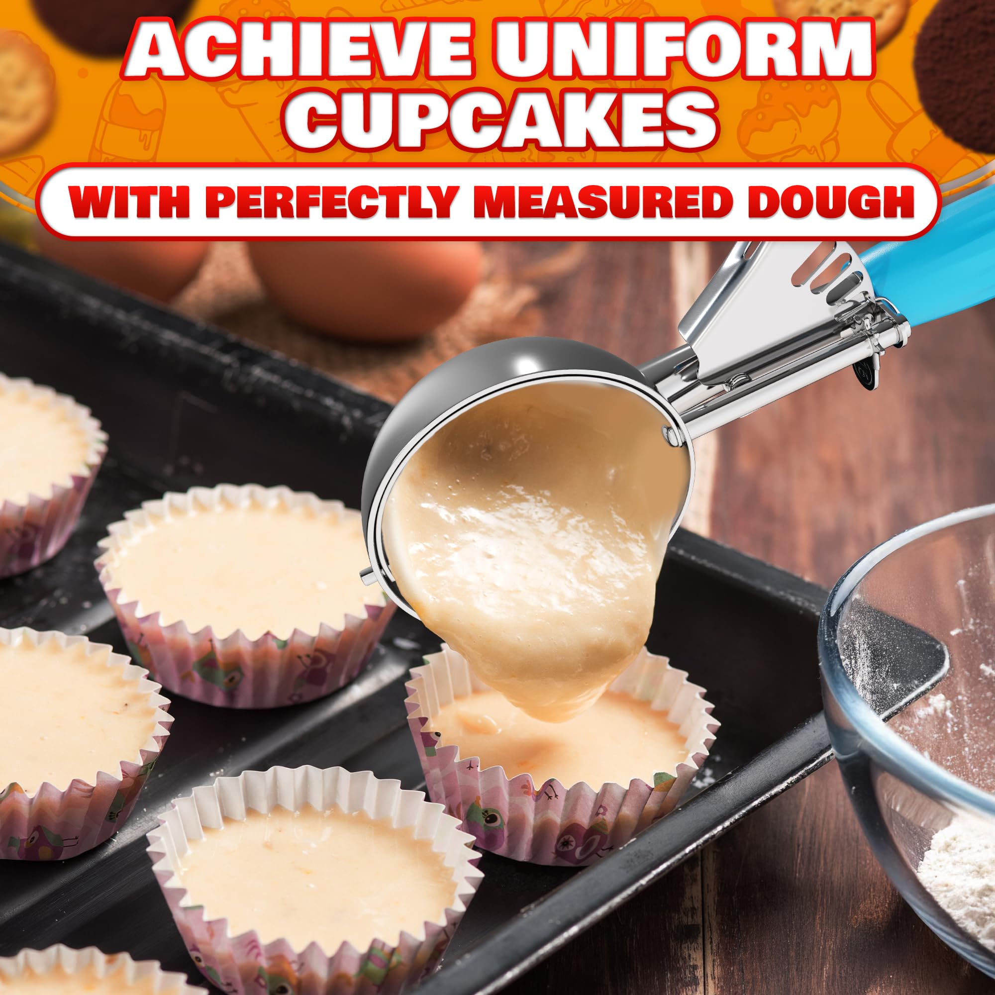 Reluen dishwasher-safe stainless steel scoop in a clean kitchen