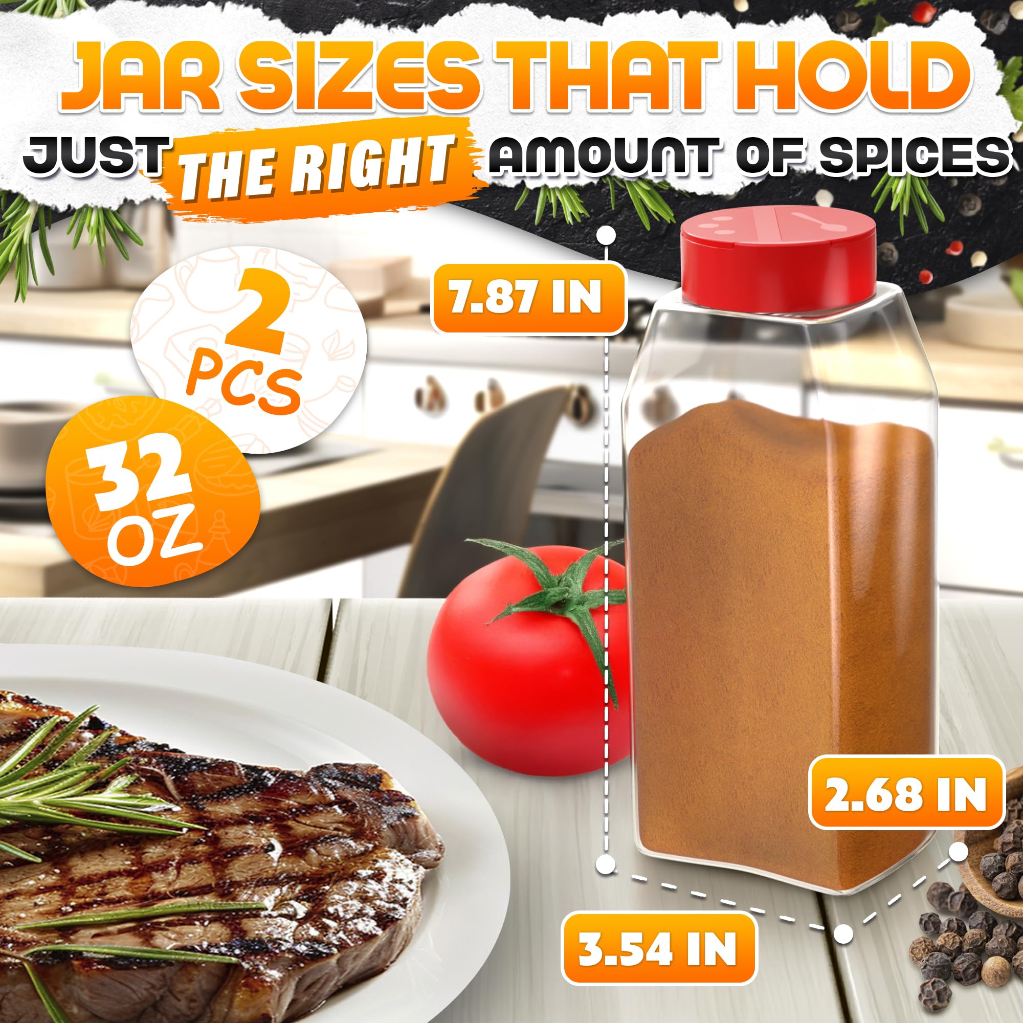 Reluen spice containers with dual shake lids for precise dispensing.
