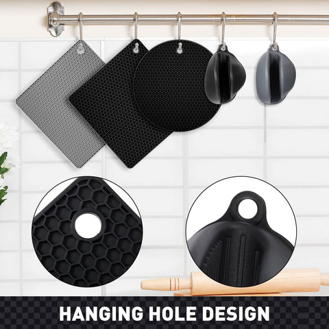 Remagr gray mini oven mitts provide comfortable heat protection and control.