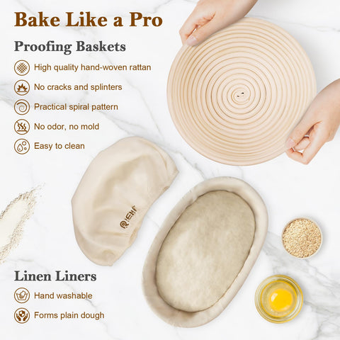 REMEIT linen liner for round banneton aids dough release