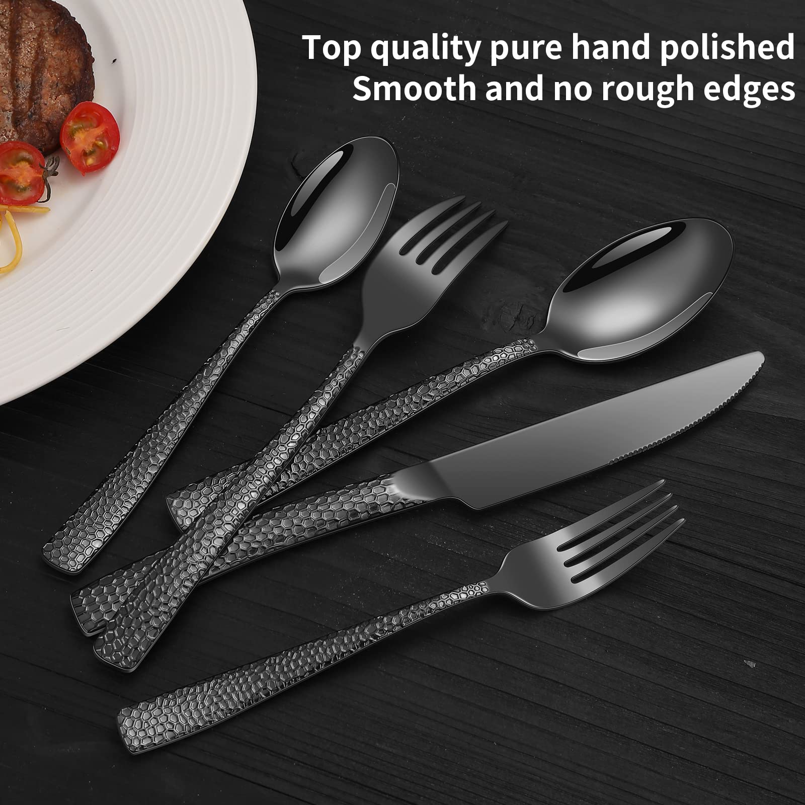 Remoxye hammered 40-piece set dishwasher-safe for easy care