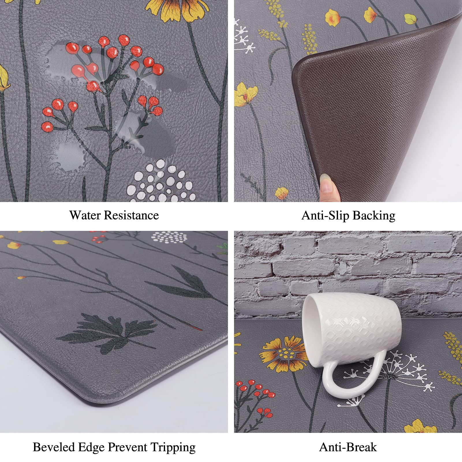 Rempry cushioned anti-fatigue kitchen mat supports posture during long tasks