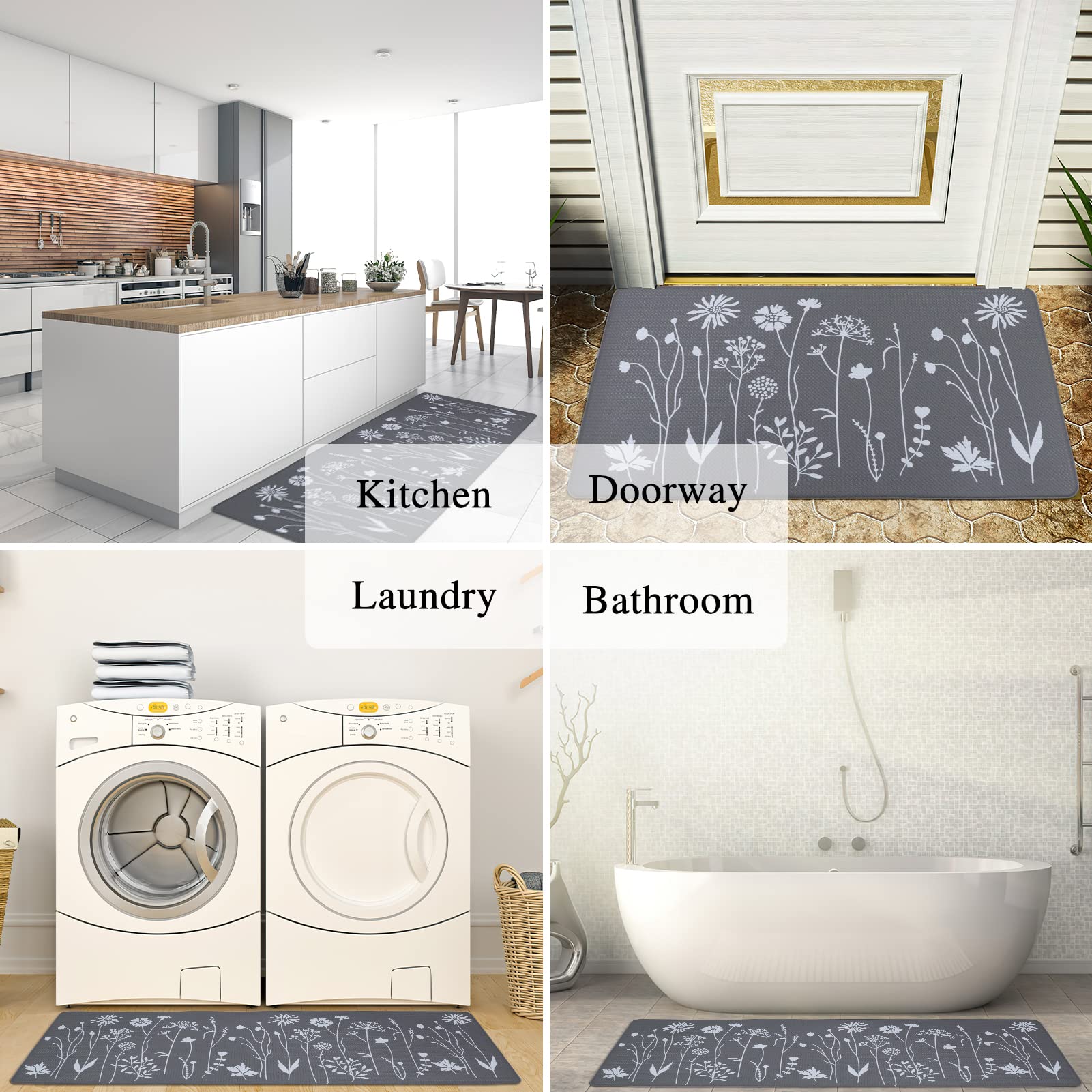 Rempry easy-clean kitchen mat repels liquids and stains