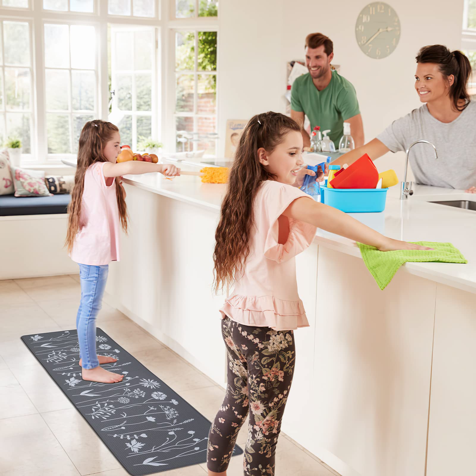 Rempry waterproof non-slip kitchen mat stays in place while cooking