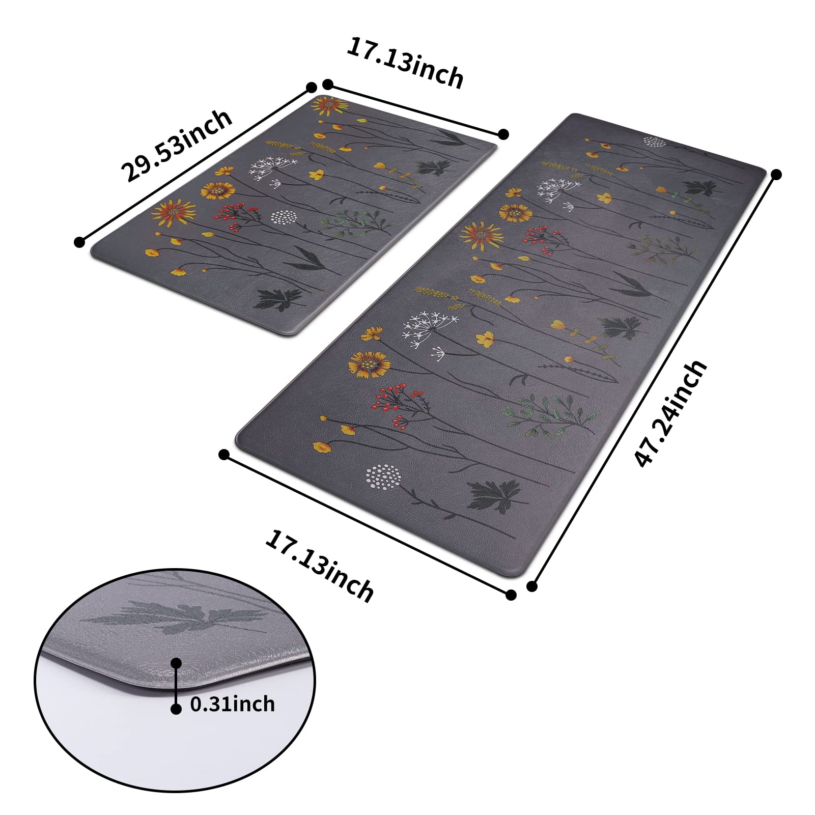 Rempry non-slip back kitchen mat prevents slips during cooking or cleanup