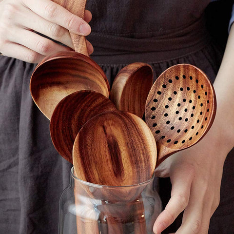 Renawe salad fork in acacia wood for sturdy serving
