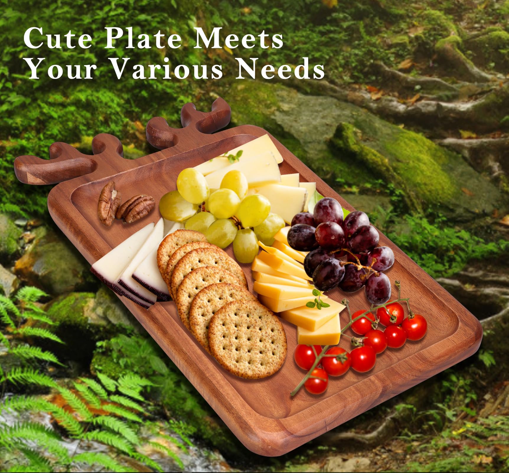 Renawe acacia wood serving dish with warm grain for versatile serving