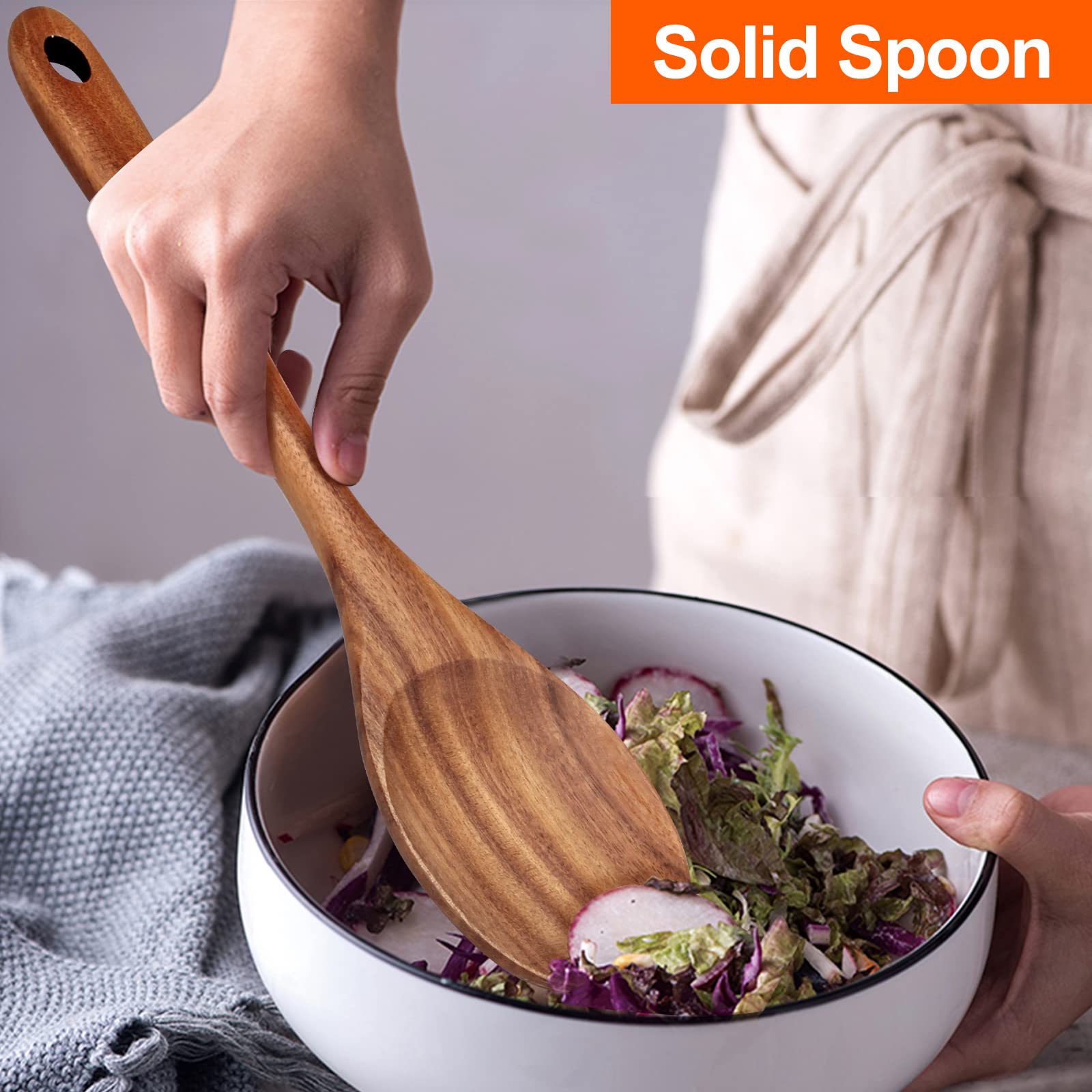 Renawe acacia wood spatula for flipping and sautéing with control