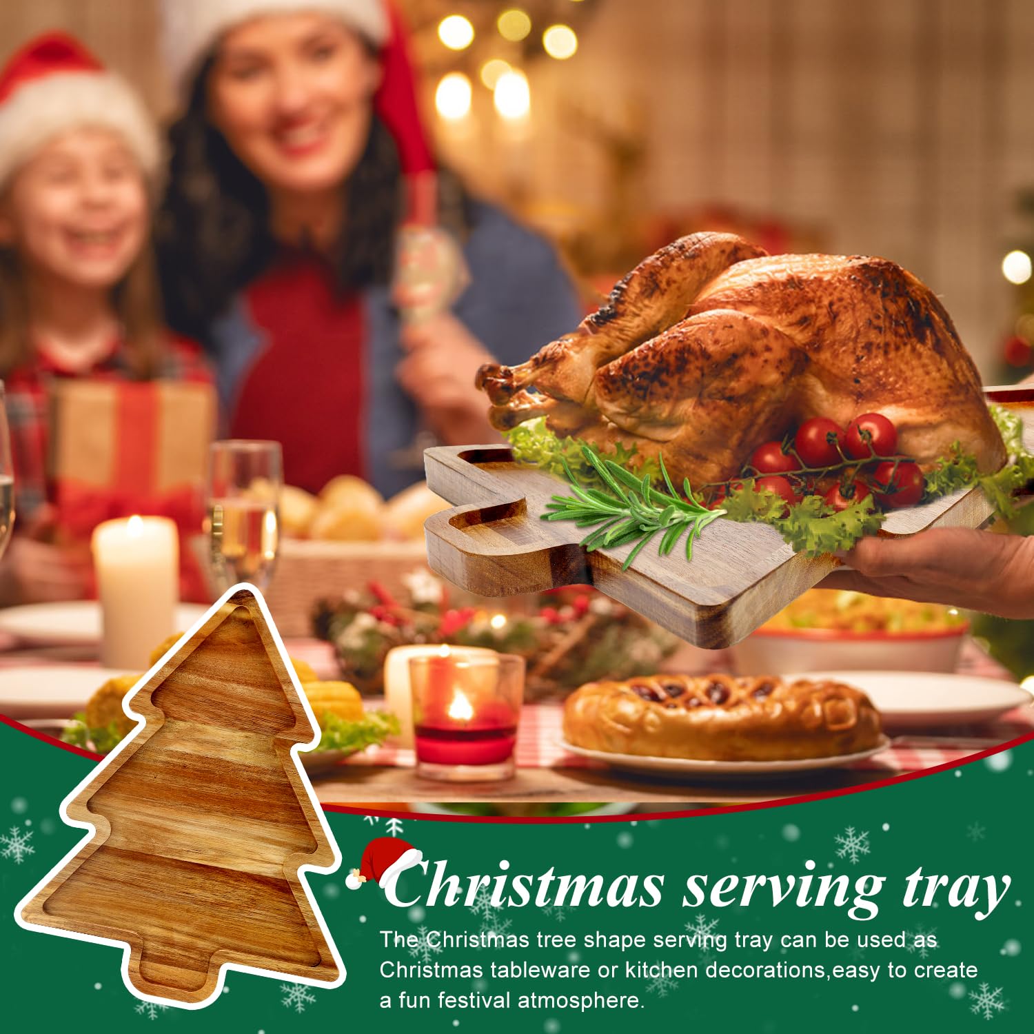 Renawe charcuterie board in acacia wood adds elegance to holiday gatherings.