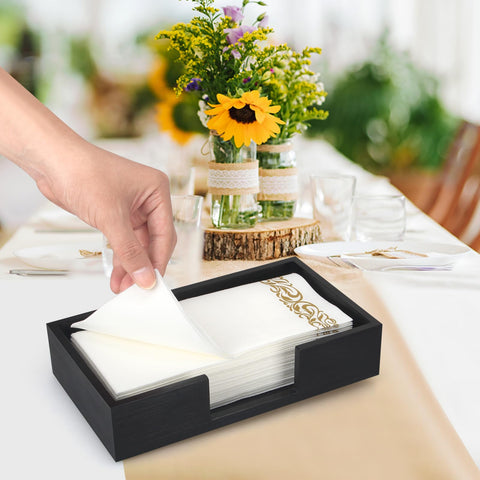 Renawe napkin holder dining table setup demonstrates practical stylish display.