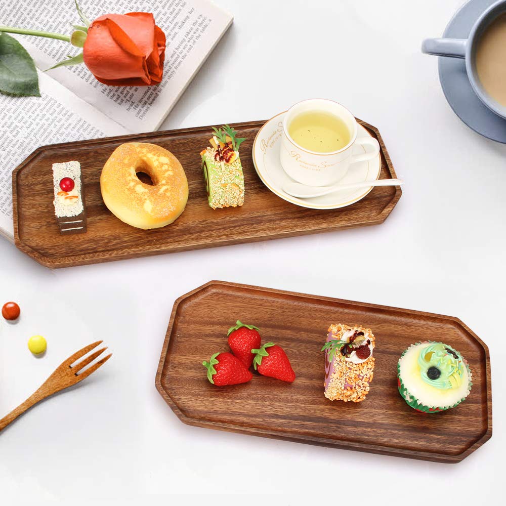 Renawe set of 2 acacia trays 14x6: ideal for dessert and snacks