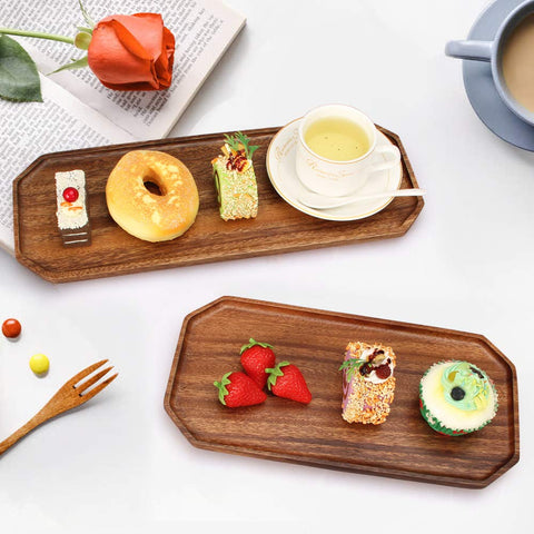Renawe set of 2 acacia trays 14x6: ideal for dessert and snacks