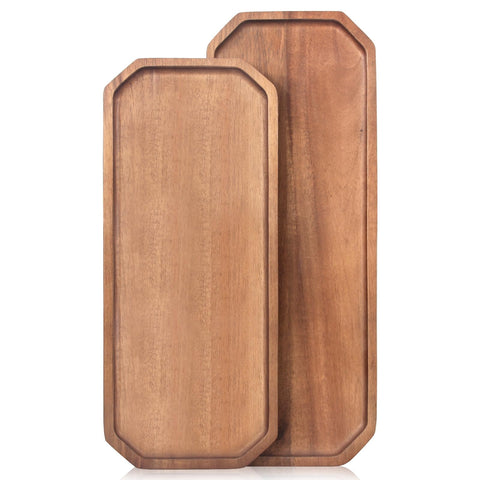 Renawe set of 2 acacia trays 16x6: sturdy centerpiece for fruit and cheese