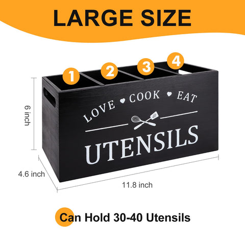 Renawe spacious 11.8 by 4.6 by 6 inch holder fits many utensils.