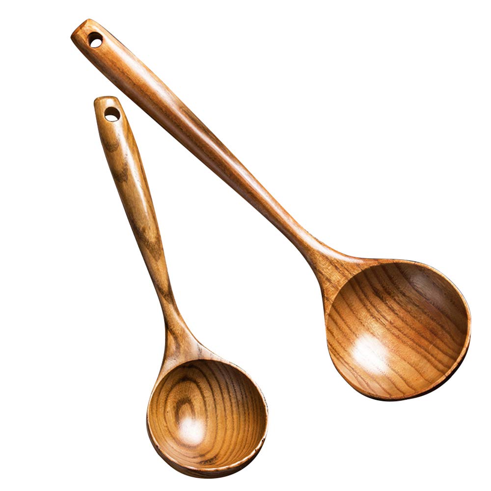 Renawe 14-inch wooden spoon and ladle, sturdy and lightweight for cooking