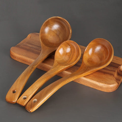 Renawe wooden utensils protect non-stick pans from scratches.
