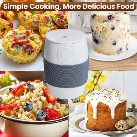 ReneeChef compact ceramic egg cooker fits small kitchen spaces.