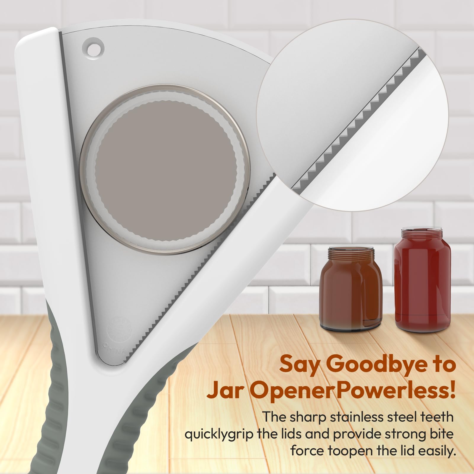 ReneeChef jar-opener-stainless-steel-teeth grips lids securely for quick opens.