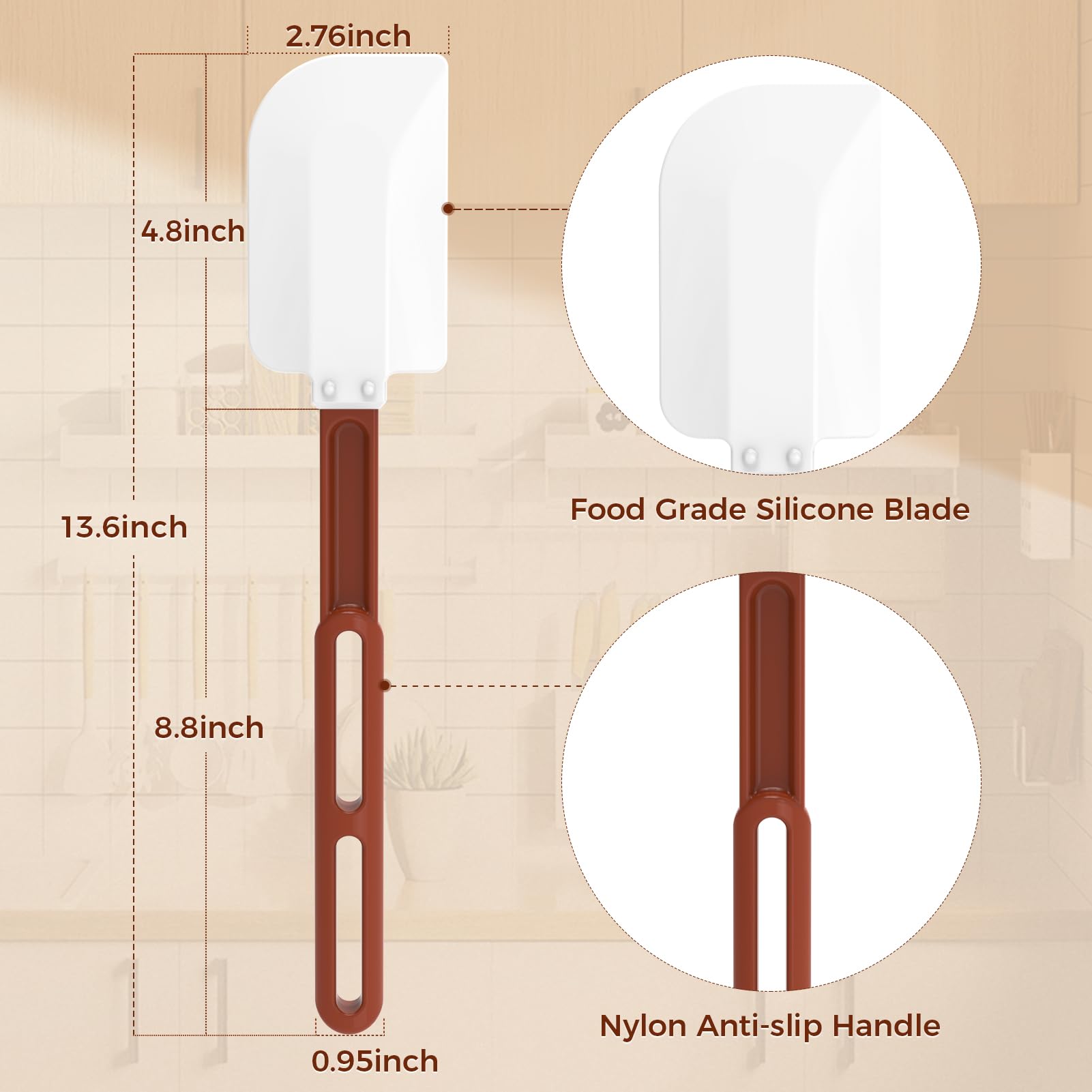ReneeChef long-handle spatula 13-6 inch in use keeps hands away from heat