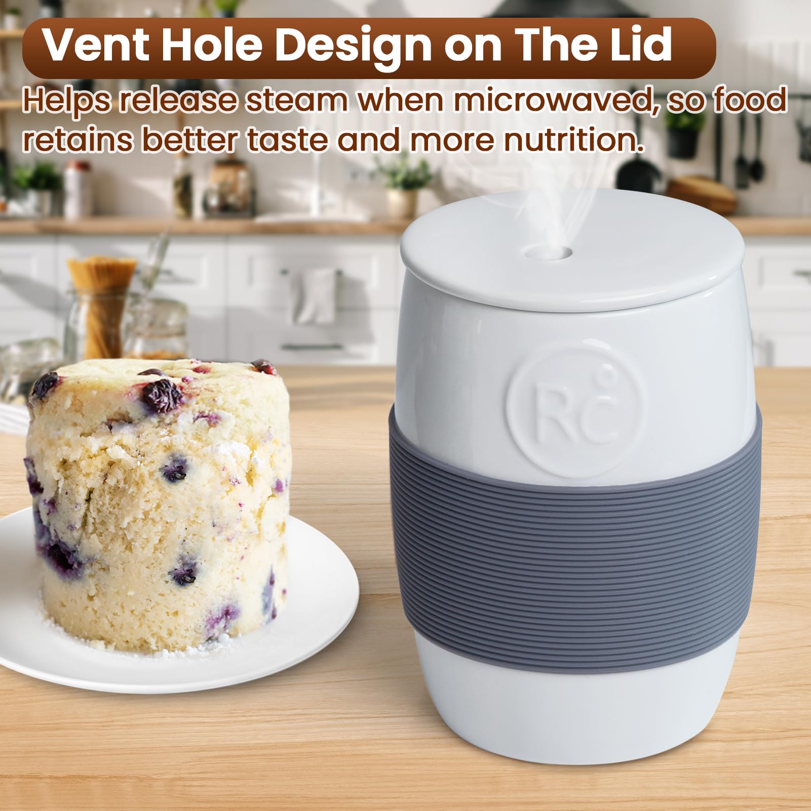 ReneeChef microwave egg cooker with vented lid for tender results.