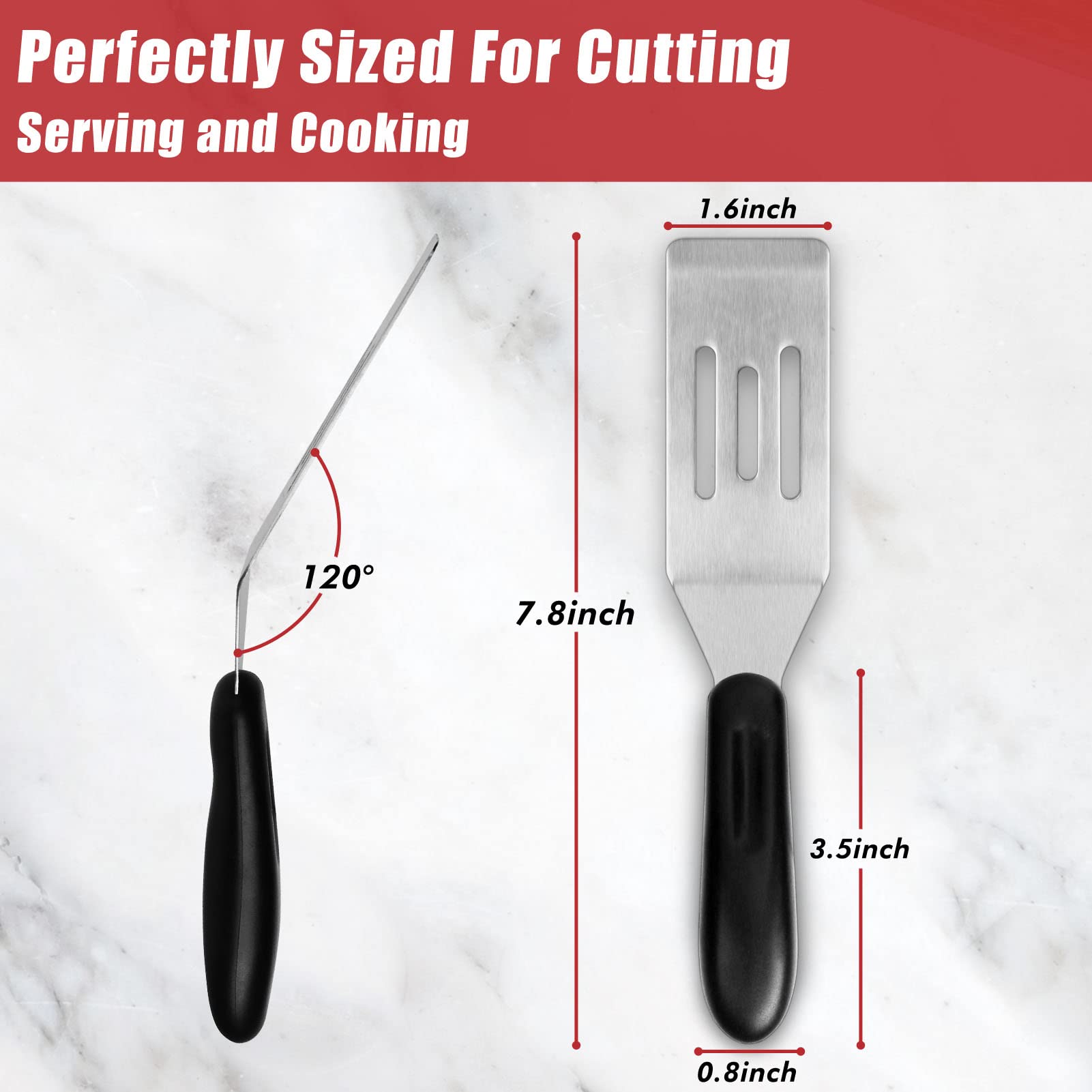 ReneeChef mini serving spatula ergonomic-handle for comfortable flipping