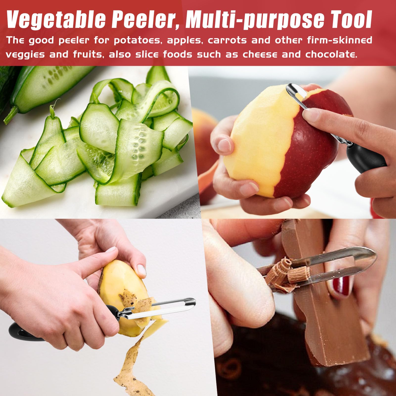 ReneeChef ergonomic soft-grip handle reduces fatigue during peeling.