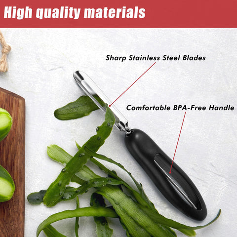 ReneeChef ergonomic handle close-up for a comfortable grip and smooth peeling.