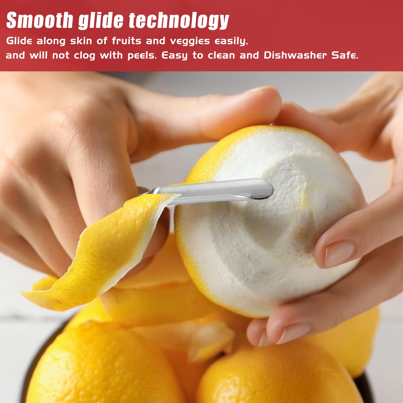 ReneeChef stainless steel blades resist rust for long-lasting peeling.