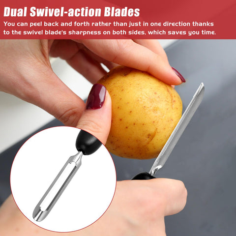 ReneeChef dual swiveling blades enable effortless back-and-forth peeling.