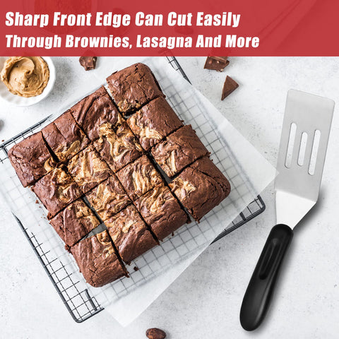 ReneeChef stainless-steel spatula beveled-edge slides easily under food for serving