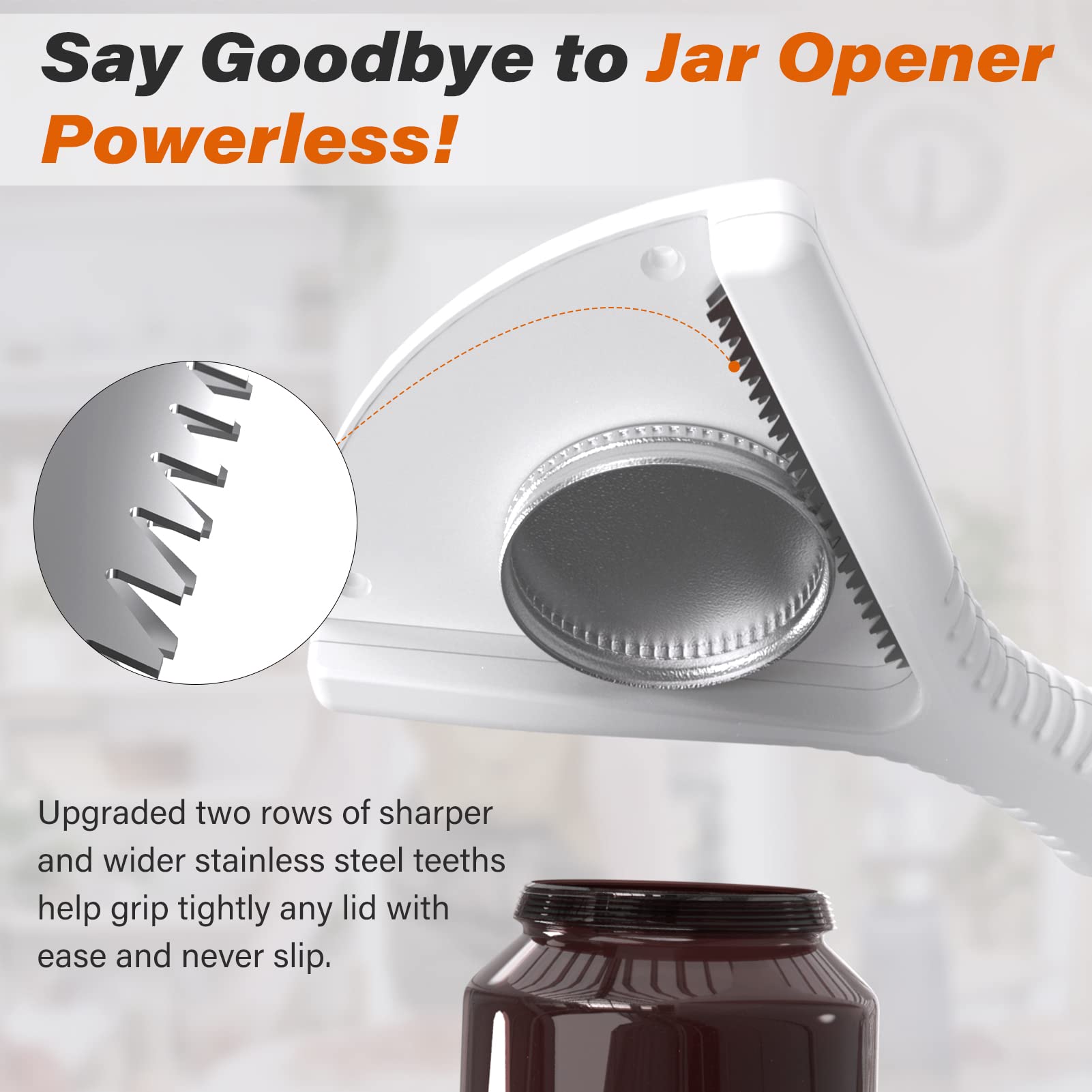 ReneeChef Under-Cabinet Jar Opener mounted for one-handed access