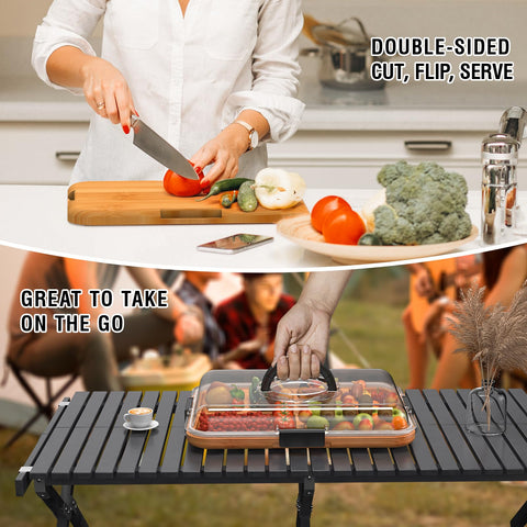 Renmxj charcuterie board dual-function design emphasizes prep surface and display tray.
