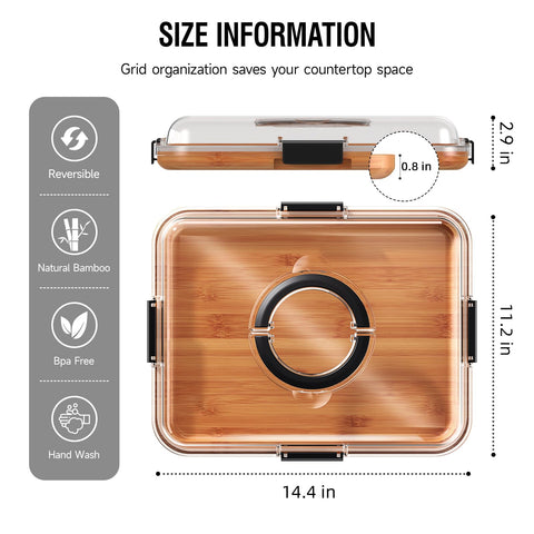 Renmxj charcuterie board travel handle enables easy transport to picnics and parties.