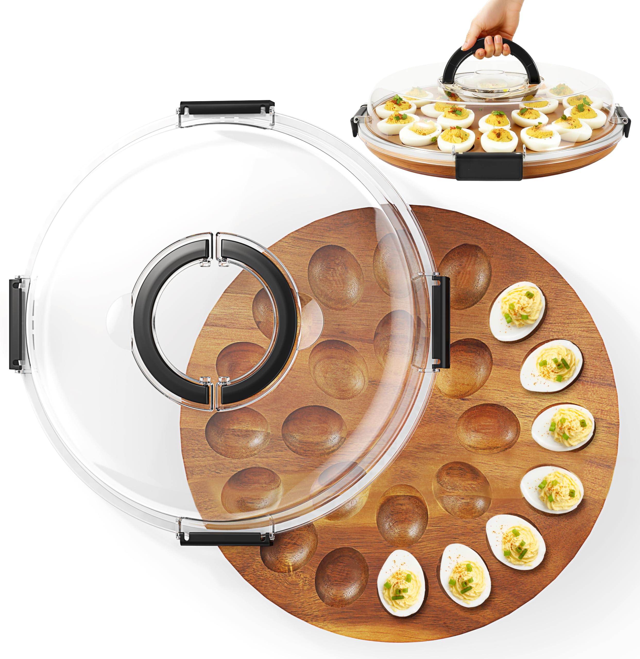 Renmxj deviled egg tray 24-slots for large gatherings and organized presentation.