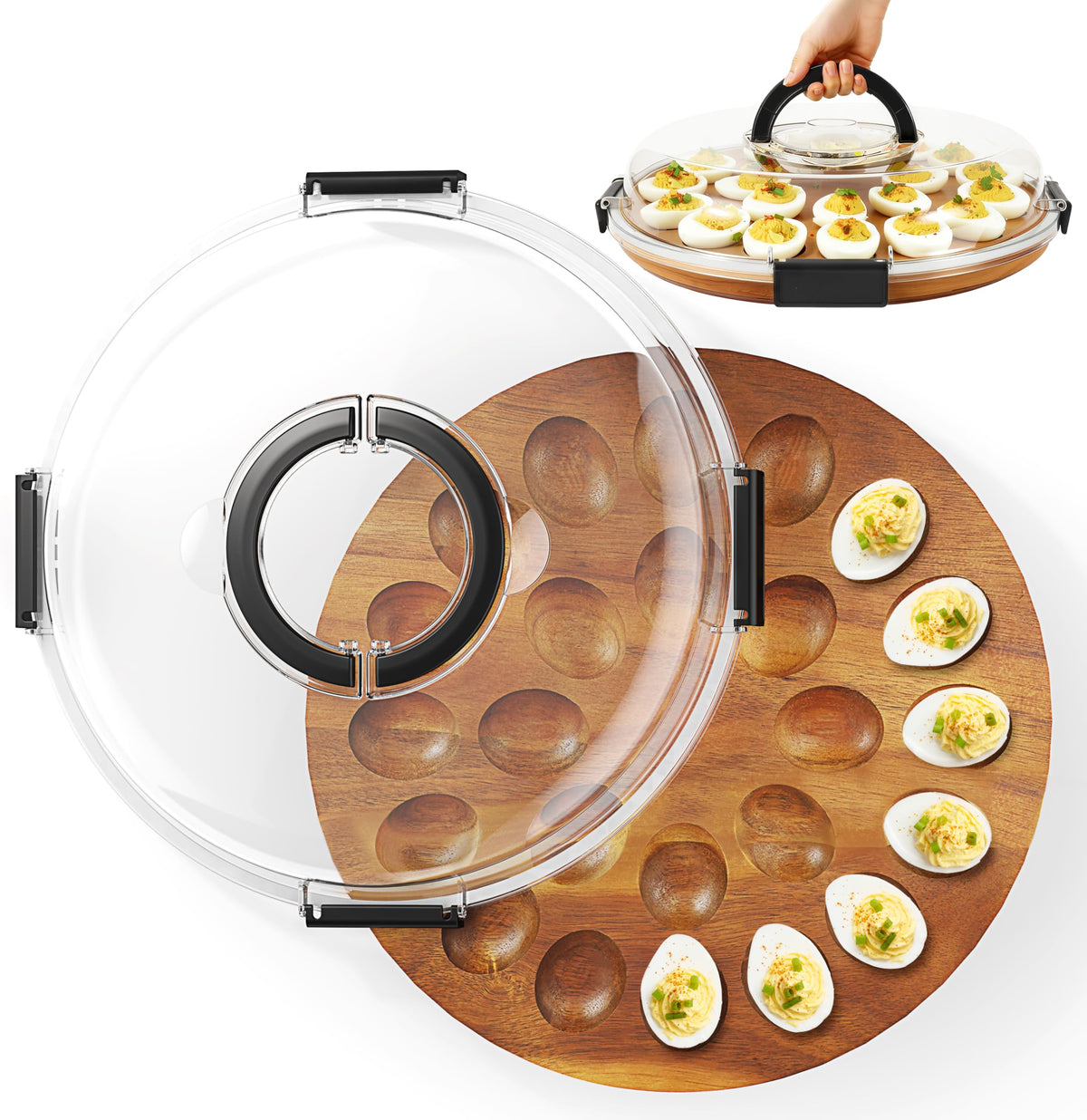 Renmxj deviled egg tray 24-slots for large gatherings and organized presentation.